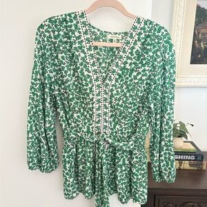 Green Floral Women's Top Max Studio Large NWOT